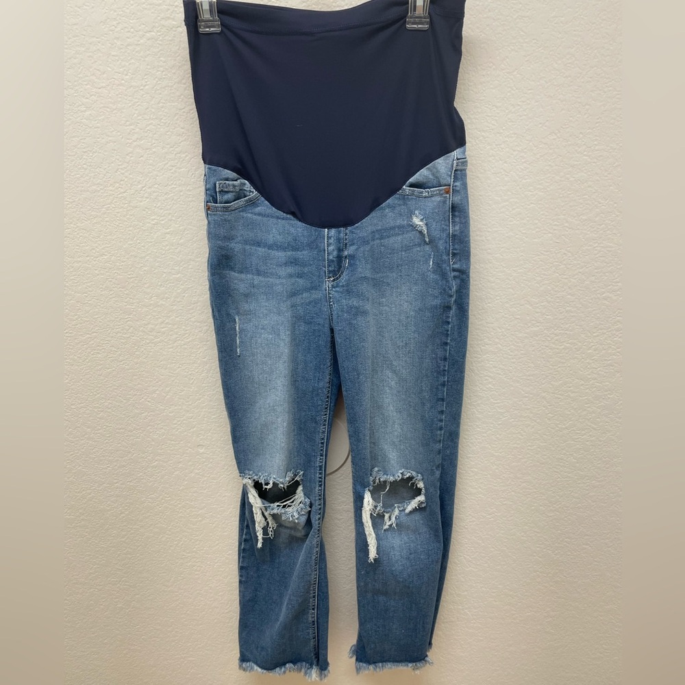 Pinkblush Maternity Distressed Medium Blue Boyfriend Jeans